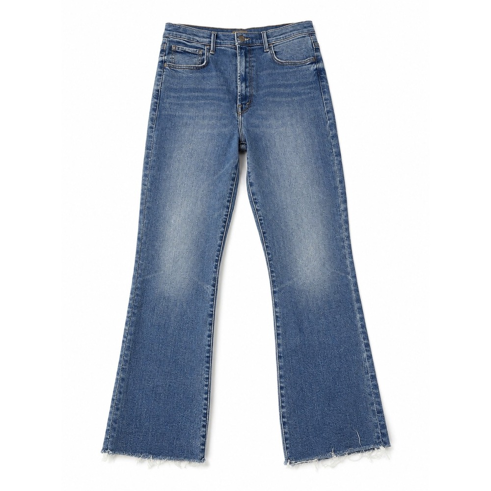 MOTHER The Hustler Ankle Fray Jeans Layover Medium Wash Flare Size 30